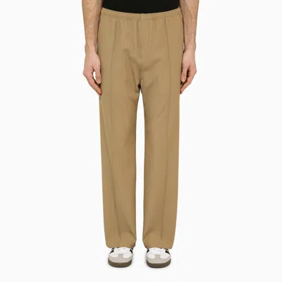 Needles Straight Twill Khaki Trousers In Beige