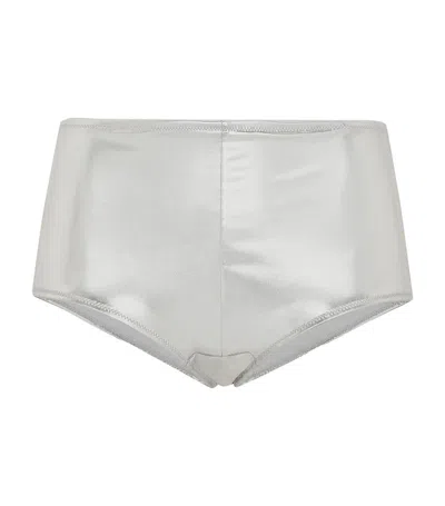 Dolce & Gabbana Metallic Laminated-jersey Low-rise Briefs In Silver