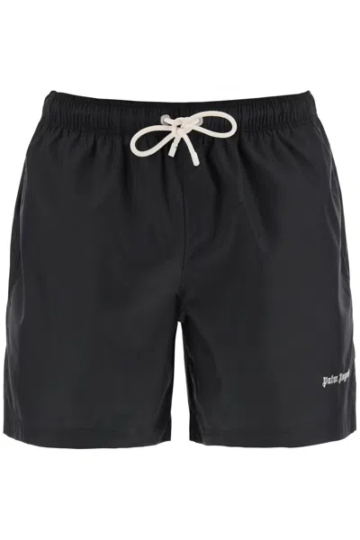 Palm Angels Embroidered Logo Sea Bermuda Shorts In Black