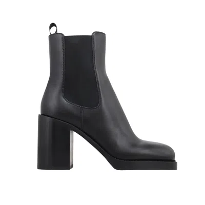 Prada Leather Boots In Black