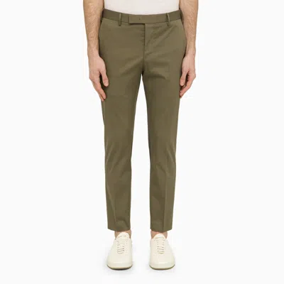 Pt Torino Green Cotton Slim Trousers