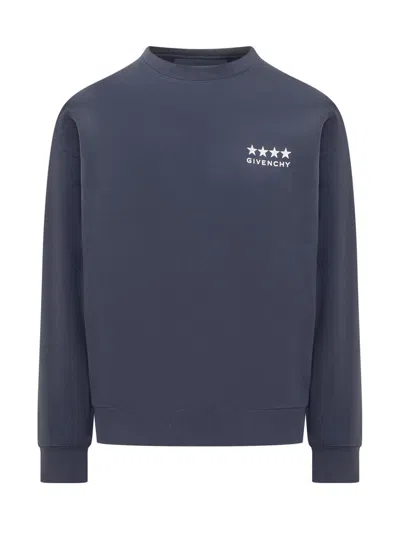 Givenchy Logo Printed Crewneck Sweatshirt In Blue