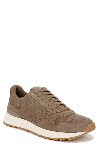 Vince Men's Edric Perforated Suede Trainer Trainers In Flint Beige Suede