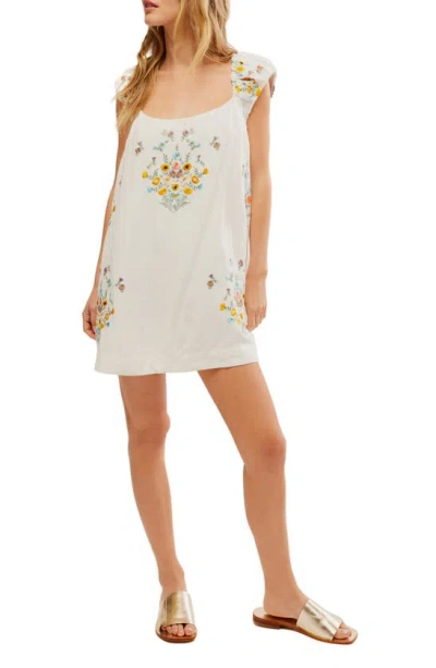 Free People Women's Wildflower Embroidered Minidress In Cream Combo
