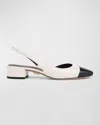 Veronica Beard Cecile Leather Slingback Ballerina Flats In Lily/navy
