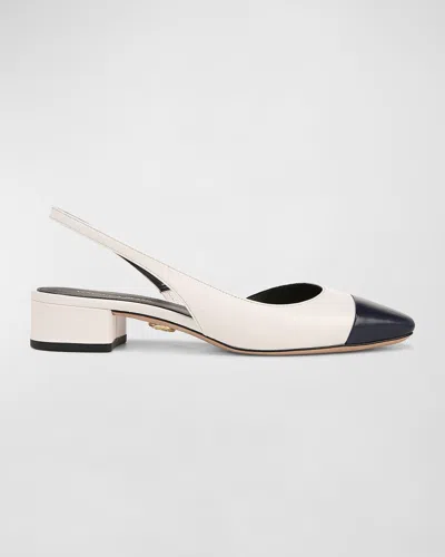 Veronica Beard Cecile Leather Slingback Ballerina Flats In Lily/navy