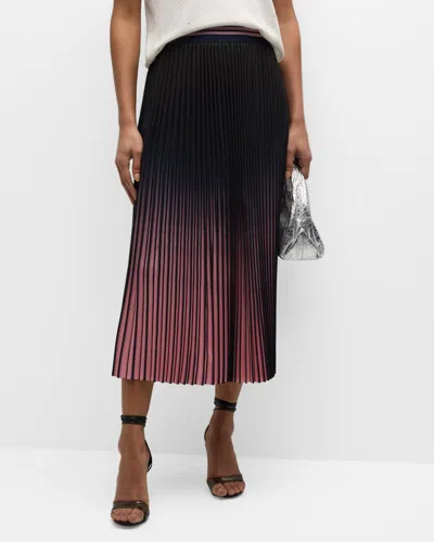 Le Superbe Pleated Ombre Midi Skirt In Blush Ombre