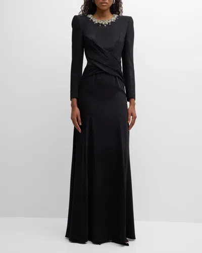 Jenny Packham Plaza Crystal-embellished Gown In Black