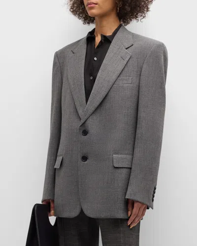 The Row Phil Oversized Wool Blazer In Gray