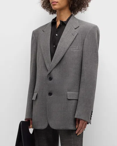 The Row Phil Oversized Wool Blazer In Light Grey