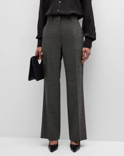 The Row Gandal Wool Straight-leg Trousers In Black Grey Melan