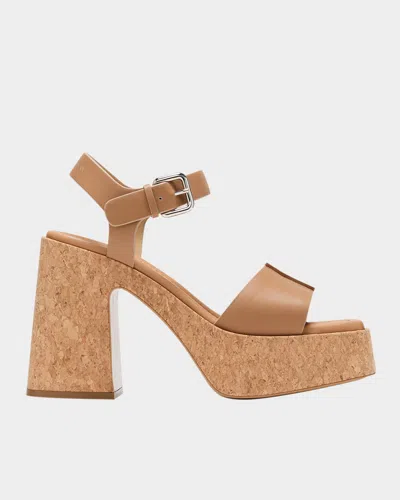 Stella Mccartney Skyla Mat Recycled Platforms Sandals In Brandy