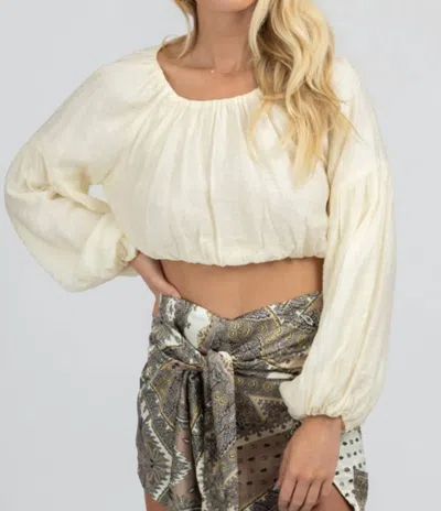 Emory Park Puff Sleeve Bubble Crop Top In Ivory In Yellow
