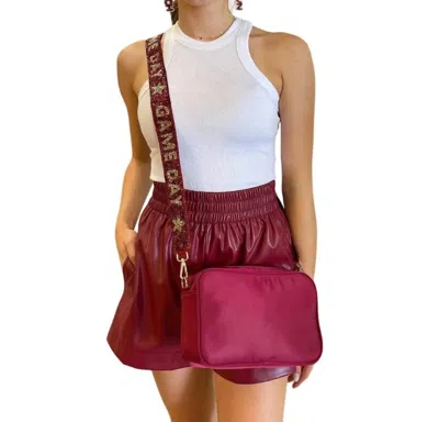 Entro Faux Leather Shorts In Maroon In Red