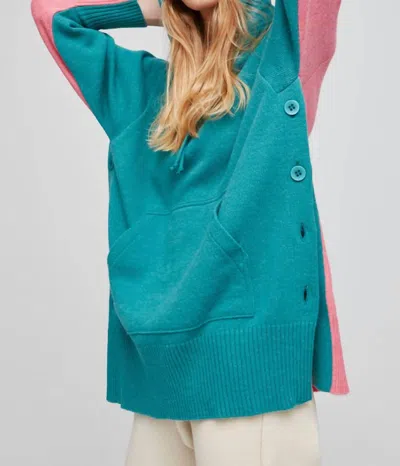 Aldo Martins Two Tone Hoodie In Green/pink In Blue