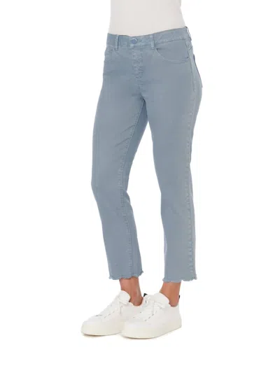 Democracy Ab'solution High Rise Slim Straight Crop With Scalloped Fray Hem In Flint In Blue