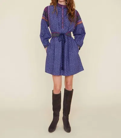 Xirena Yasmeen Geo-print Blouson-sleeve Mini Dress In Blue