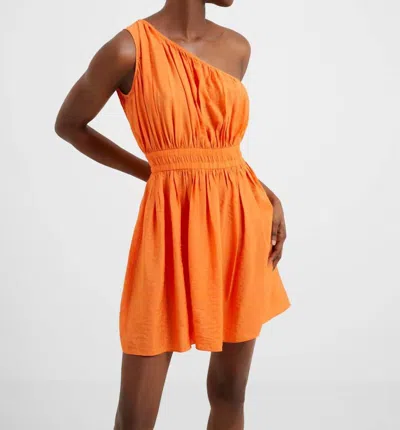 French Connection Faron Drape One Shoulder Mini Dress In Mandarin Orange