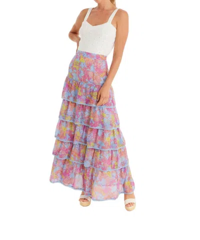 Allison New York Ruby Maxi Skirt In Purple Abstract In Pink