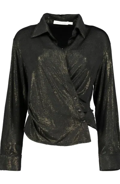 Bishop + Young Beautility Wrap Shirt In Shimmer In Black