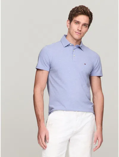 Tommy Hilfiger Men's Slim Fit Cotton Jersey Polo In Medium Blue Heather