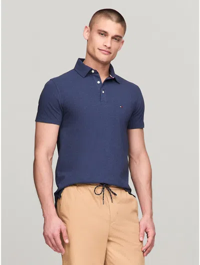 Tommy Hilfiger Slim Fit Cotton Jersey Weekend Polo In Navy Heather
