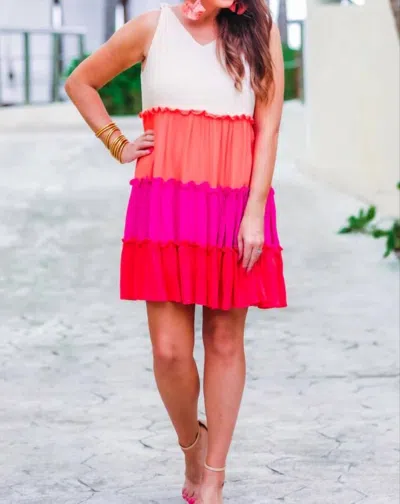 Jess Lea Marigold Tiered Dress Pink In Multi
