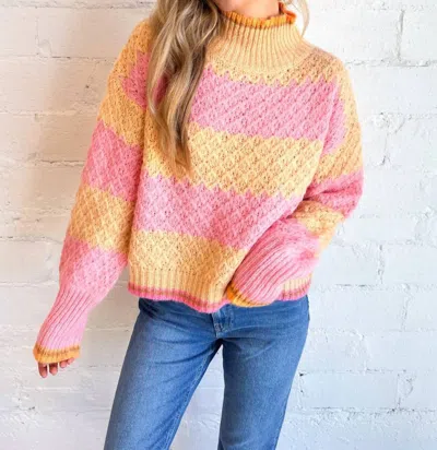 Lalavon Cozy Aesthetic Sweater In Pink In Yellow