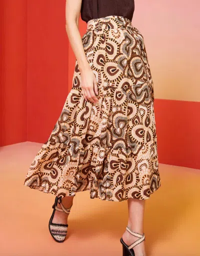 Marie Oliver Tanya Wrap Midi Skirt In Mosaic In Brown