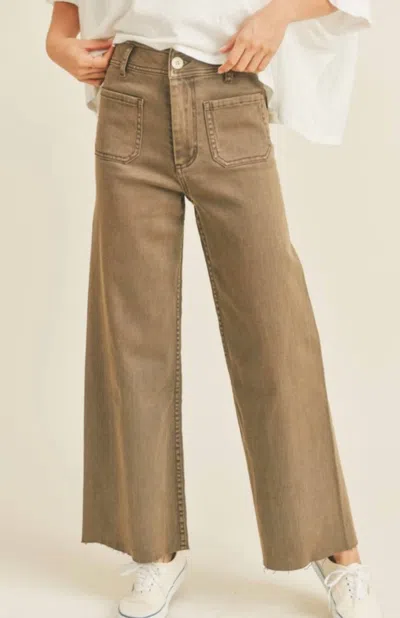 Miou Muse Wide Leg Jeans In Washed Brown