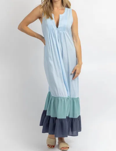 Cezele Multi-ruffle Maxi Dress In Summer Blue