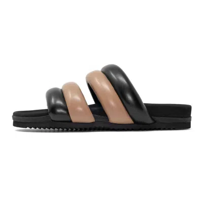 Roam Women's Puff Sandal In Black/beige Vegan Leather