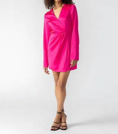 Sanctuary Cuff Detail Wrap Dress In Power Pink