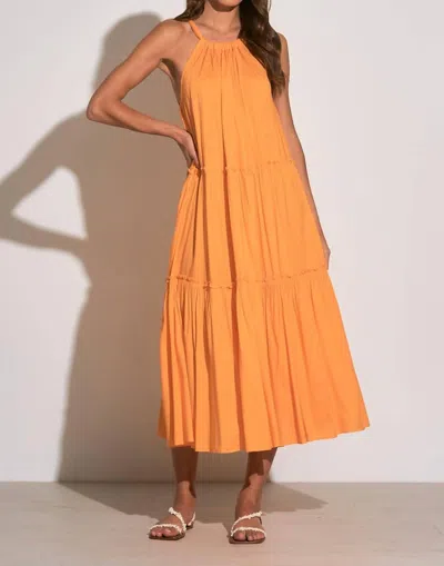 Elan High Neck Maxi Dress In Orange In Yellow