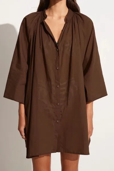 Faithfull The Brand Lucita Smock Dress In Chocolate In Brown