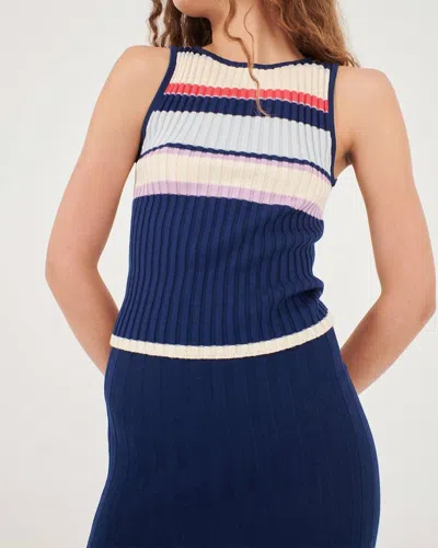 Chufy Kaia Rib Knitted Top In Navy Stripes In Blue