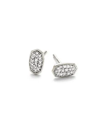 Kendra Scott 14k White Gold Marisa Diamond Pave Stud Earrings In Silver