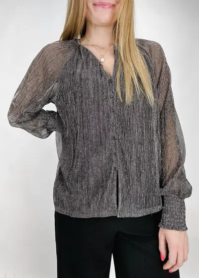 Sanctuary Clothing Love Always Metallic Blouse In Magnet In Grey