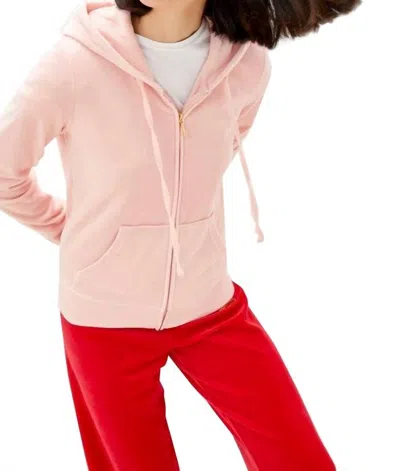 Juicy Couture Women's Morning Track Velour Robertson Jacket Hoodie In Blush In Pink
