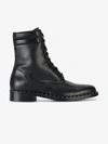 OFF-WHITE LEATHER COMBAT STUDDED BOOTS,12310127