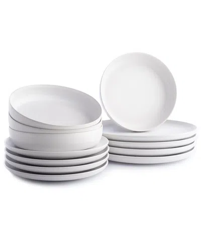Stone Lain Macchio 12pc White Matte Stoneware Dinnerware Set