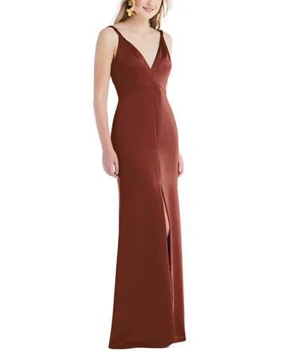 Lovely Twist Strap Maxi Slip Dress With Front Slit In Red