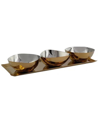 Godinger Auburn Gold Serving Tray & Appetizer Bowls