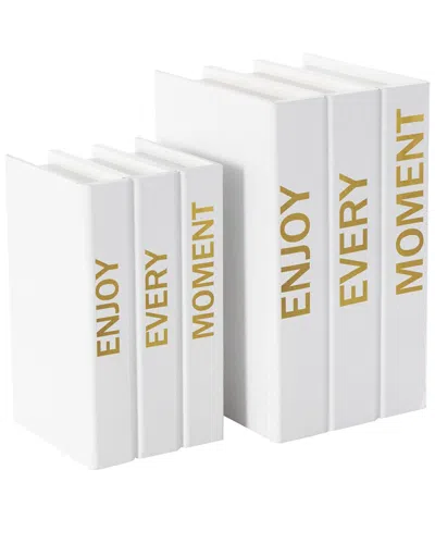 Peyton Lane Set Of 2 Canvas Faux Book Storage Boxes In White