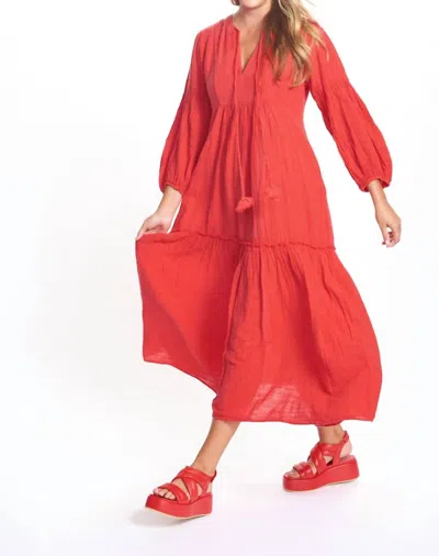 Pearl & Caviar Zakar Gauze Maxi Dress In Red In Pink