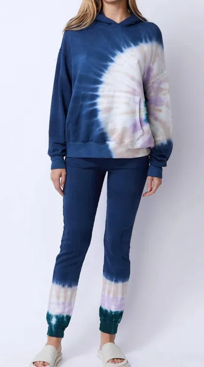 Monrow Tie Dye Slouchy Pullover In Inca In Blue