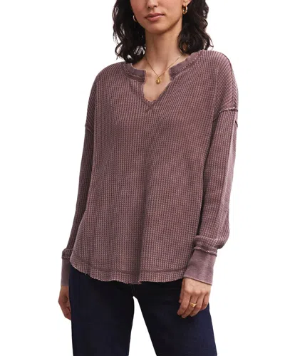 Z Supply Driftwood Thermal Ls Top In Brown