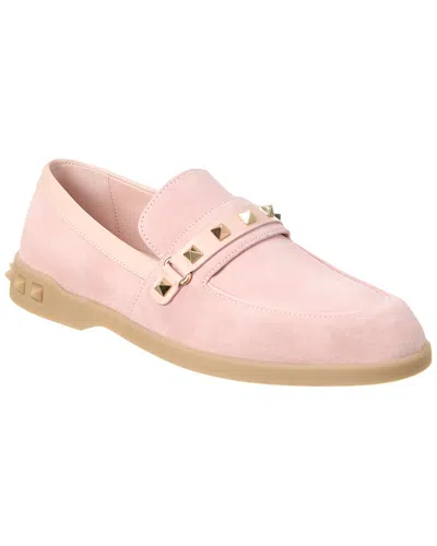 Valentino Garavani Leisure Flows Suede & Leather Loafer In Pink