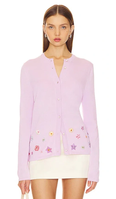 Gogo Sweaters Cardigan Flower In Lavender