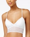 Dkny Modern Lace Longline Bralette Dk4021 In Poplin White
